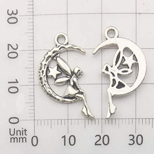 Youdiyla 65 PCS Fairy Charms Collection, Mix Silver Cupid Pixie Angel Winged Woodland Fairy on The Moon Metal Charm Pendant Supplies Findings for Jewelry Making (HM151) - Thumbnail 5