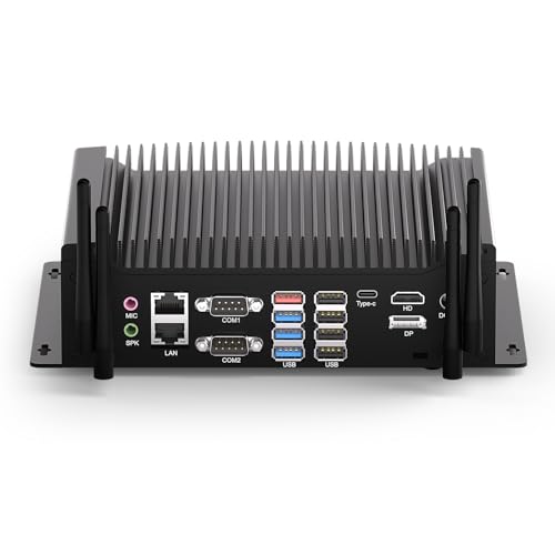 WEIDIAN Industrie PC, Mini PC Win 11 Pro Lüfterloser Core i5-10210U DDR4 8GB RAM 256GB SSD, 6 x COM RS232/422/485, GPIO, 4K 3xDisplay(HD+DP+Type-C), 2Lan, 8USB, WiFi&BT Auto Power On