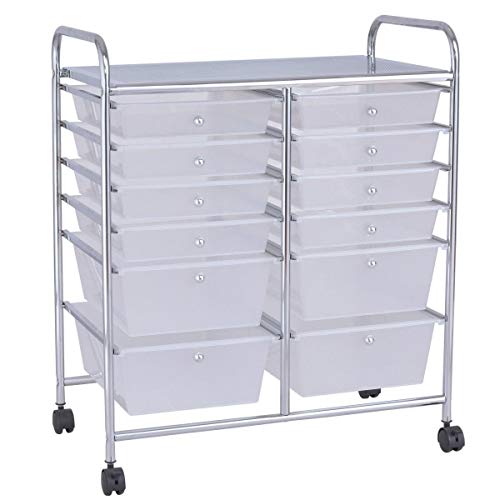 Tnpshop 12 Drawers Home Organizer Bins Plastic Storage Rolling