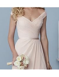 Yilis - Vestido largo de gasa con escote en V para dama de honor