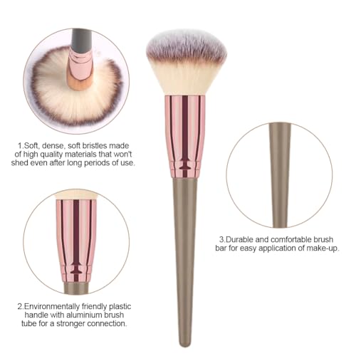 Vicloon Makeup Brush Set, 15 Pieces Professional Makeup Brush Set with 2 Powder Puffs, Premium Makeup Brushes Set for Foundation Concealer, Brown