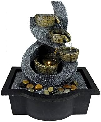 Tabletop Fountain 4 Water Falling Buckets On Stone Art