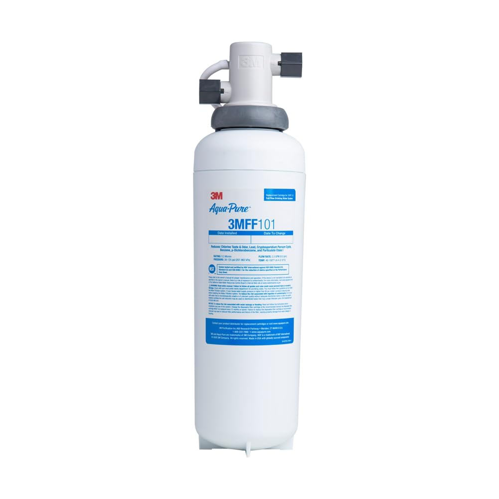 3M Aqua-Pure 3M FF100 Under Sink Drinking and Cooking Water Filter System, Reduces Lead, Microplastics, Chlorine Taste and Odor, Cysts, Select VOCs. 2.5 GPM Full Flow