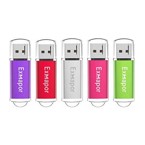 5 Pack 32GB USB Flash Drive, Exmapor Memory Stick with Cap LED