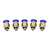 TOOTO 5 PCS Male Straight Pneumatic 4mm M6 Ptfe Tube Push In Quick Connect Fitting PC4-M6 for Reprap 3D Printer Bowden Extruder