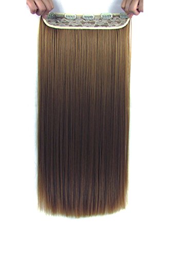 Beaute Galleria 22 Inches Straight Half Head Clip In Synthetic Hair Extensions Cosplay Hairpiece for Women (Dark Blonde)