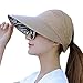 Sun Visor Hats for Women Large Wide Brim Foldable Summer Beach Hat UV Protection Caps (A-Khaki)