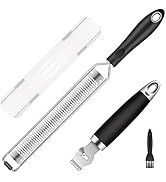 HOTEC Stainless Steel Cheese Grater, Lemon Citrus Zester with Channel knife for Kitchen Ginger, G...