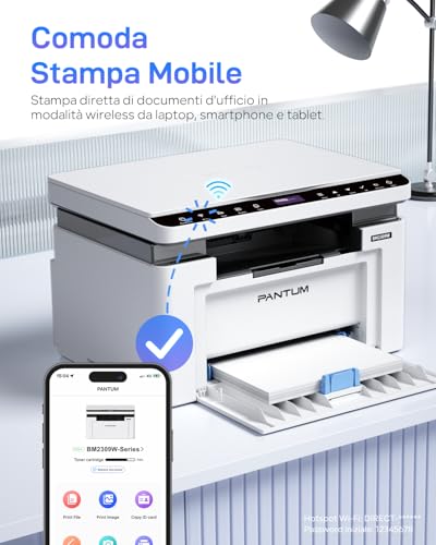 PANTUM BM2309W Multifunction Laser Printer WIFI Black and White, 20 ppm, Bluetooth, USB 2.0, Print, Copy and Scan for Home Small Home Offices