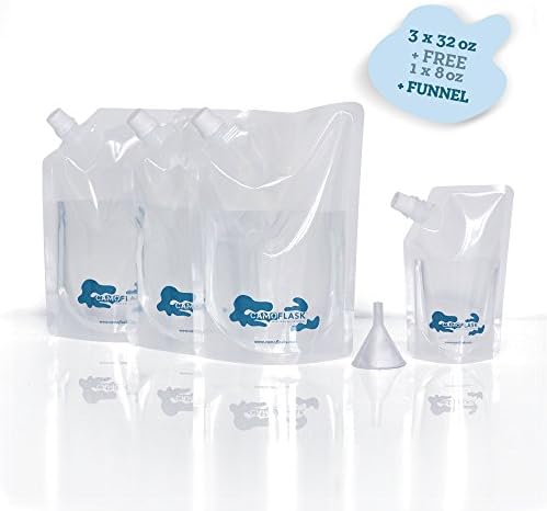Cruise Alcohol Travel Flask Sneak Kit by CAMOFLASK Concealable Plastic Flasks for Liquor to Smuggle Drinks Rum Cocktails Spirits Wine. 3 Piece 32oz Runner Kit + FREE BONUS 8oz