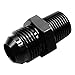 6AN Flare to 1/4 NPT Male Fuel Hose Fitting Adapter JIC 9/16-18 AN6 Male to 1/4 inch Male NPT Thread Pipe Adaptors Black Aluminum Anodized