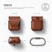 elago Genuine Leather Case Compatible with AirPods 1 Case and Compatible with AirPods 2 Case, Natural Cowhide Leather Case with Brass Ring Holder, Supports Wireless Charging [Brown]