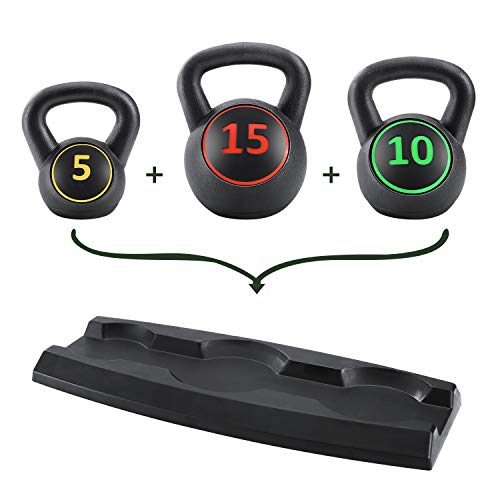 Kettlebell Set 3Piece Wide Handle HDPE Coated 5lb,10lb,15lb Weights