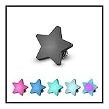 Surgical Steel Over Titanium Anodized Internally Threaded Flat Star Dermal Top - 14GA (Sold Ind.)