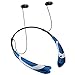 Bluetooth Headset Headphones Rymemo Metallic-feeling Soft Polishing Wireless Music Earphones Stereo Earbuds Sports/running Magnetic Neckband Style for Cellphone, Silver-Blue