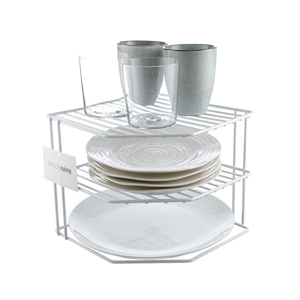 simplywire – 3 Tier Plate Rack - Kitchen Cupboard Organiser – White