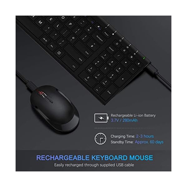 Jelly-Comb-Wireless-Keyboard-and-Mouse-Combo-24G-Wireless-Rechargeable-Keyboard-Qwerty-UK-Layout-and-Mice-with-USB-Receiver-for-PC-Laptop-Computer-Black Jelly Comb Wireless Keyboard and Mouse Combo, 2.4G Wireless Rechargeable Keyboard Qwerty UK Layout and Mice with USB…