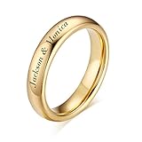 Personalized His & Hers Gold Plated Tungsten Carbide Domed Engagement Anniversary Ring Wedding Bands