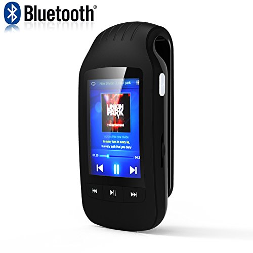 HONGYU Portable MP3 player with Bluetooth 8GB Clip Sport music player ,Support FM Radio Voice recording Pedometer Independent Volume Control and Support Micro SD Card (Black)