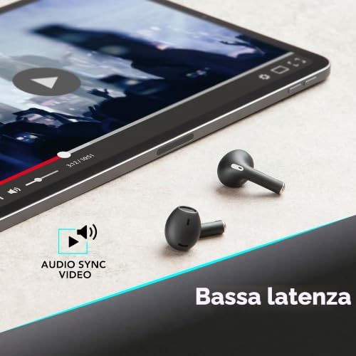 | CRYSTAL | Auricolari TWS Bluetooth 5.0 Wireless In-Ear con Custodia di Ricarica - Environment Noise Cancelling - Talk Time: 3.5 ore - Ricarica : 1.5 ore - Portata: 10mt - Colore Nero