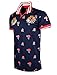 SCREENSHOTBRAND-S11835 Mens Hipster Hip-Hop Premiun Tee - Stylish Fashion Rose Flower Print Tiger Embroidery Polo-Shirts-Navy-Large