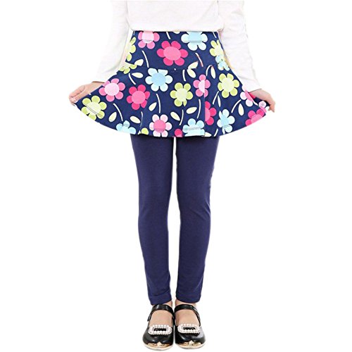 Kids Girls Floral Printed Culottes Tight Leggings Pantskirts