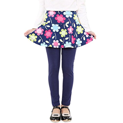 Weixinbuy Kids Girls Floral Printed Culottes Tight Leggings Pantskirts (120/5T, #B)