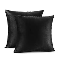 Nestl Bedding Solid Microfiber Velvet 22" x 22" Throw Pillow Cover Set of 2, Black