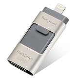 USB Lightening Flash Drive, AMZ Original 3 IN 1 Pen-Drive External Memory Expansion for iPhone iPad IOS Android and PC (16GB-Grey)