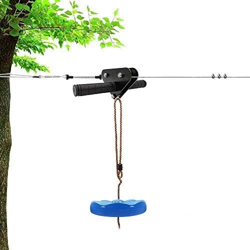 X XBEN Zip line Kits for Backyard 98FT, Zip Lines for Kid and Adult, Included Swing Seat, Ziplines Brake, and Steel Trolley, Outdoor Playground Equipment