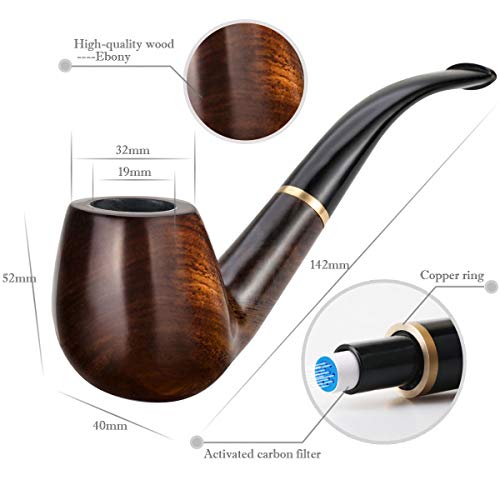 Scotte Tobacco pipe Handmade Ebony Wood root Smoking Pipe Gift Box and