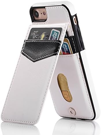 Onetop, for iphone 7 case with card holder, premium PU leather kickstand wallet case for iphone 7 4.7 inch(white)