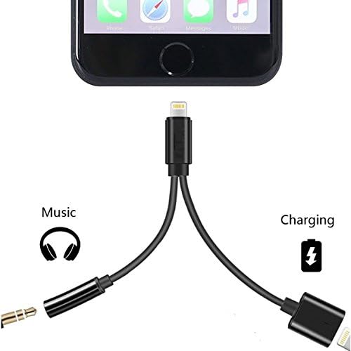 Rjbox 2 in 1 Lightning Adapter for iPhone 7/7 Plus/iphone 6S/6 Plus,iPhone 7 Adapter Audio 3.5mm Headphone Jack Adapter Cell Phone Connectors Lightning Charger Cable Compatible with IOS10.3 and Later