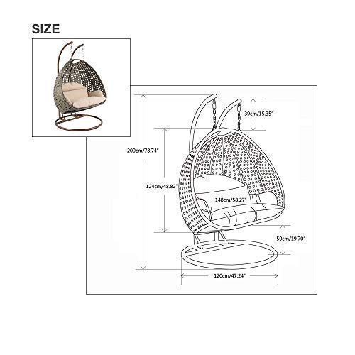 Island Gale Luxury 2 Person Outdoor, Patio, Hanging Wicker Swing Chair