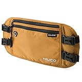 MUCO Travel Money Belt, Hidden Passport Holder, RFID Blocking Travel Wallet Belt Men and Women
