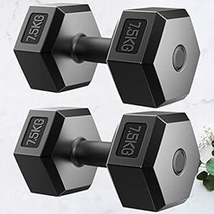 Wakauto Hex Dumbbells Rubber Weight Dumbells 2.5kg Sets|For Weight Lifting-Muscle Toning-Exercise-Fitness-Training-Pilates-Home & Gym(Black)