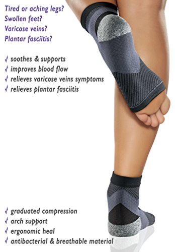 Plantar Fasciitis Socks, Ankle Compression Sleeve Brace, for Men and Women. Arch and Heel Spurs Support. Great Sock for Runners, Sprained Ankle, and Swelling. Instant Pain Relief.