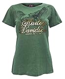 Harley-Davidson Women's Soar Eagle Foil H-D Script Short Sleeve Tee, Green