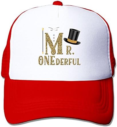 XiaoHans Men's Boys Mr ONEderful 1st Birthday Classic Golf Red Mesh Caps Adjustable Snapback