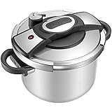 KRAMPAN One-Touch Pressure Cooker, Stainless Steel Pressure Cooker, 6 Quart Pressure Canner Cookware Dishwasher Safe, Fast Co