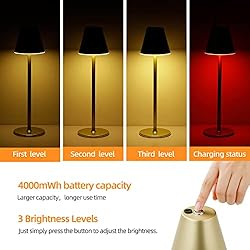 2Pack LED CordlessTable Lamp,4000mAh Rechargeable