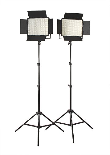 Fovitec  StudioPRO - 2x Daylight 1200 LED Panel Bundle w/ Barndoors & Stands - [Continuous][Adjustable Lighting][V-Lock Compatible]