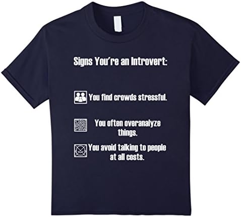 unisex-child Signs You're an Introvert Tshirt 12 Navy