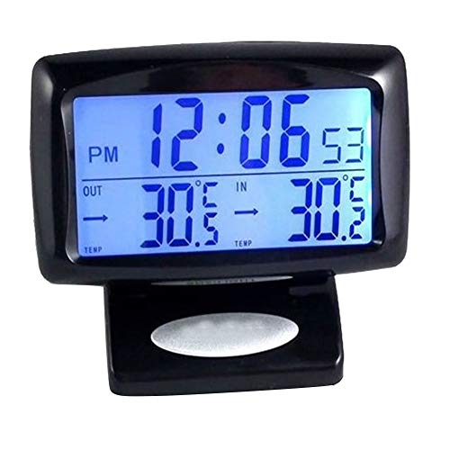 CactusAngui Car Vehicle LED Digital LCD Thermometer Clock Temperature Meter with Backlight Black
