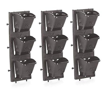 Woxxin Creeper Wall Planter Wall Garden Panel Set (1 Frame + 3 Pots) Plant Container Set of 3 (Plastic).(Multicolor)