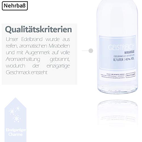 Nehrbaß - 2er Set Mirabellenbrand 0,7 Liter - Premium Edelbrand 40% Vol. - Obstbrand aus ausgesuchten Mirabellen… – Bild 6