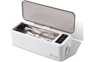 Brigii Ultrasonic Jewelry Cleaner, 15oz Sonic Cleaner with Digital Timer, 4 pre-Set Ultrasonic Cleaning Style for Eyeglasses, Rings, Earrings, Coins (Brown-White)