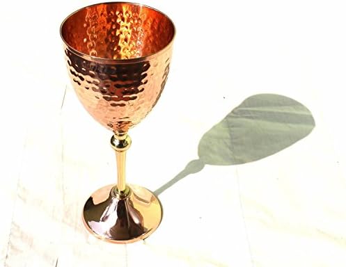 Visvabhavanah 100% Authentic Hammered Copper Wine Goblet /Hammered Copper Moscow Mule Copper Mug /Cup, Capacity-12 Ounce.