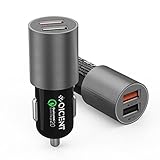 Quick Charge 2.0 Car Charger 30W Dual Port with Qualcomm Certified - Smart 5V/2.4A +QC 2.0 12V/9V/5V for Samsung Galaxy S7/S6/Edge/Edge Plus,HTC One,LG,Nexus 5 6 4 7, iPhone 7/6S Plus,Tablets