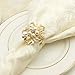 Gold Napkin Rings Set of 6 - Metal Pearl Flower Napkin Ring Holders for Wedding Party Banquet Bridal Shower, Elegant Servitte Buckles for Home Kitchen Thanksgiving Christmas Dining Table Decoration